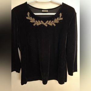 Black Embroidered Velvet Top for Formal and Casual Wear